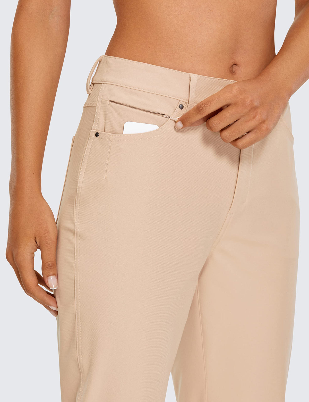 CRZ YOGA women's high-rise golf pants reflective cuff detail for subtle style