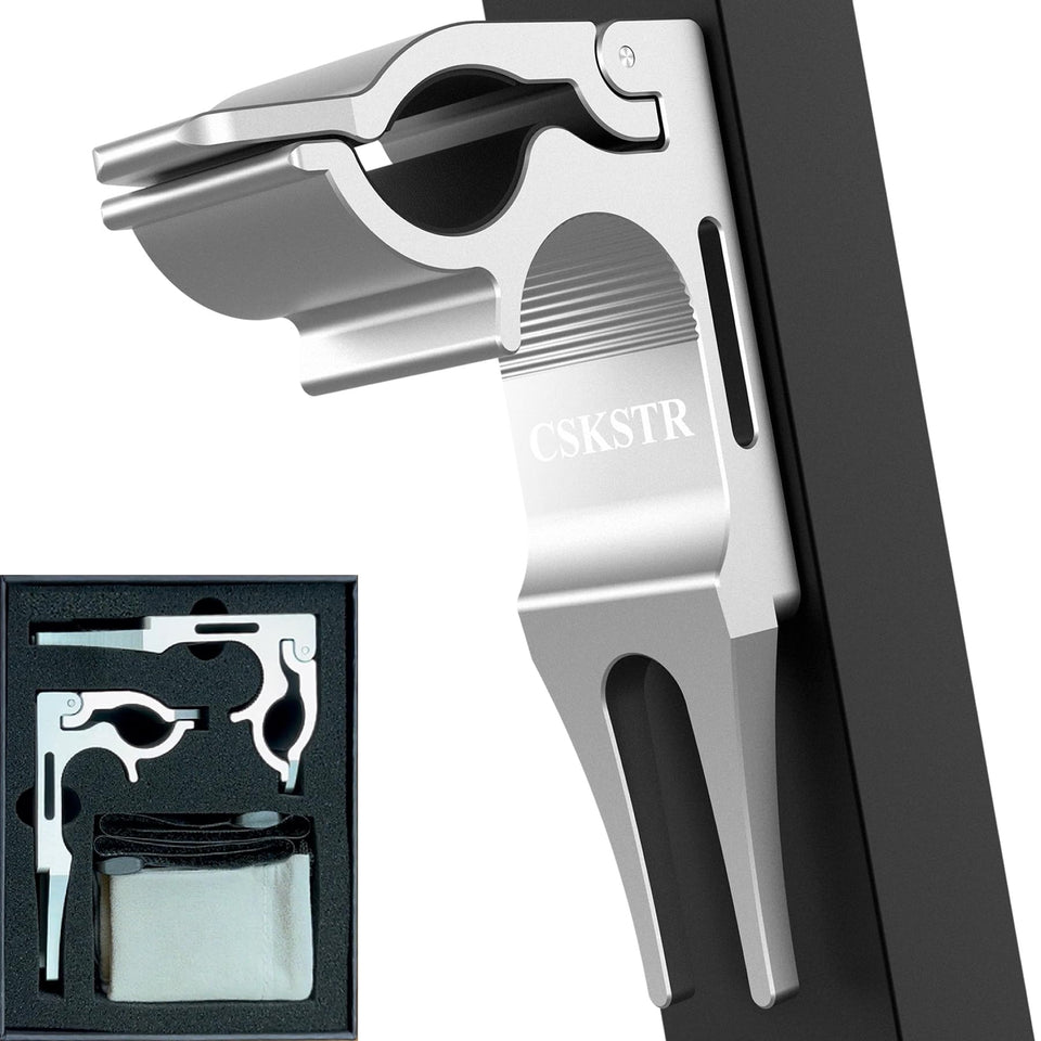 CSKSTR magnetic sticks holder attached to a golf cart for hands-free swing focus