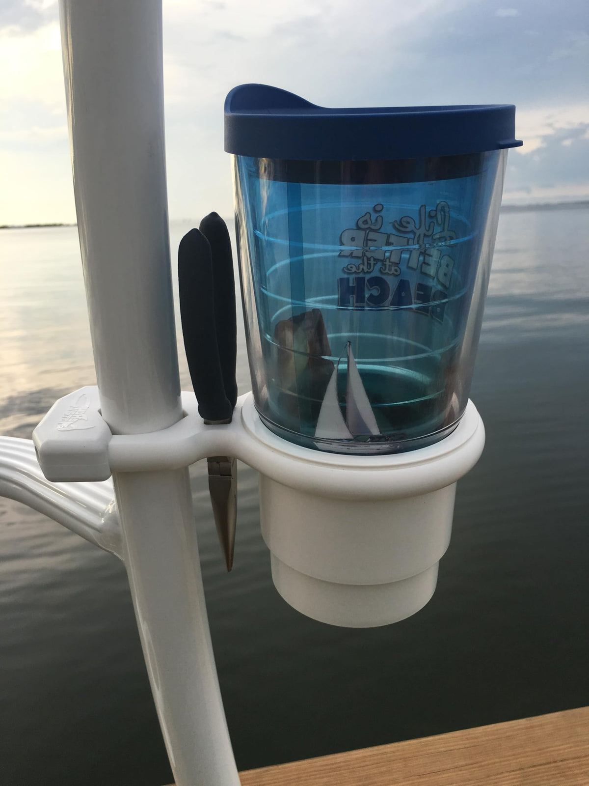 Cuda Cup small built-in tool holder adds handy storage on deck.