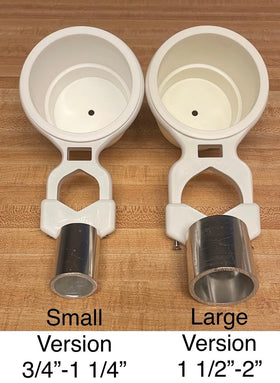 Cuda Cup small clip-on mount on pontoon chair keeps beverages steady.