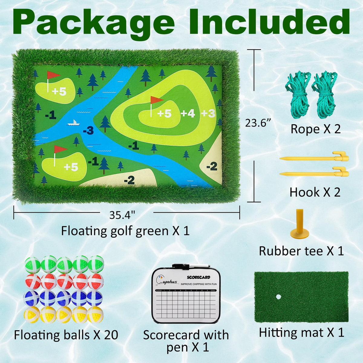 Cupohus floating golf green suitable for indoor or outdoor use