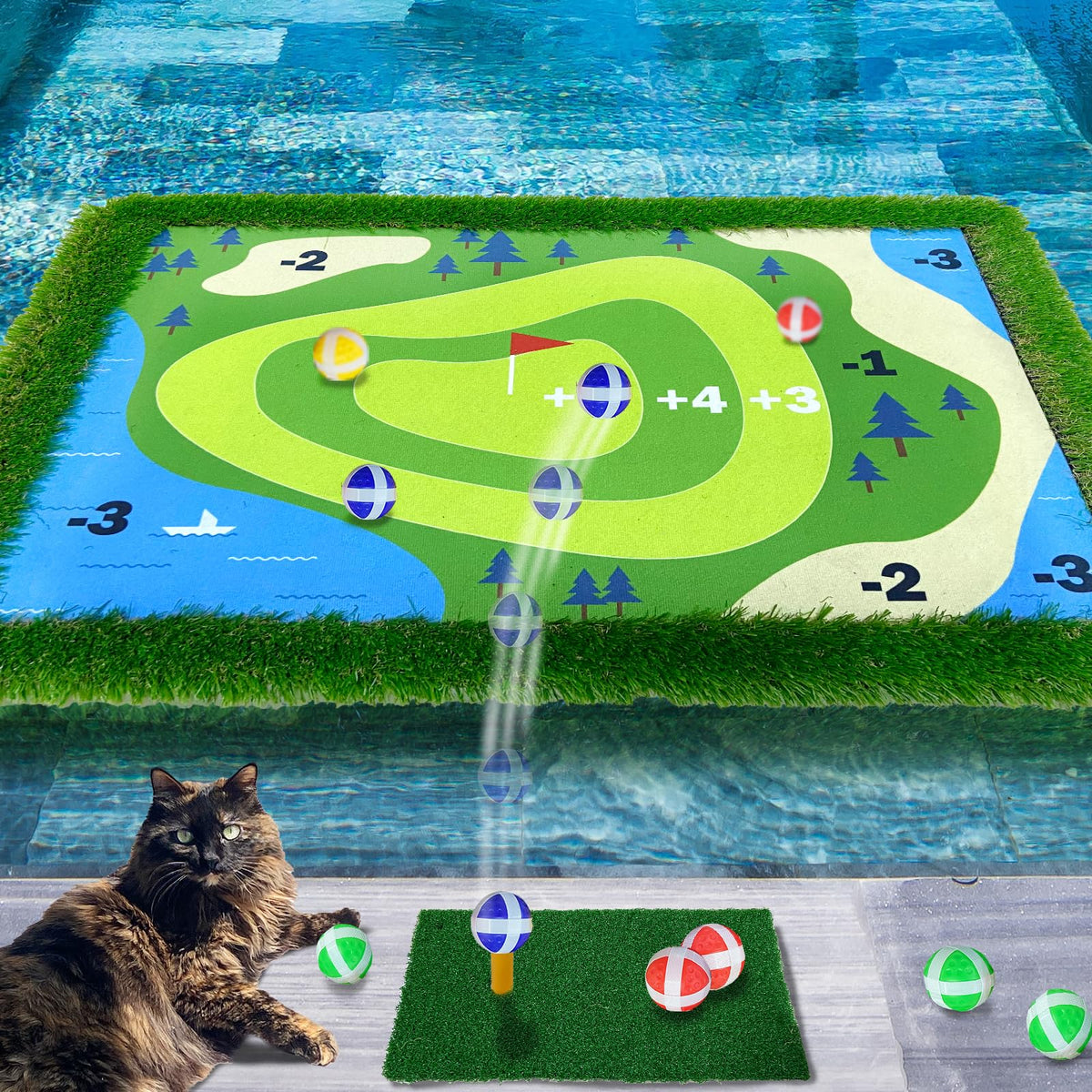 Cupohus floating golf green pool mat for poolside fun and casual competition