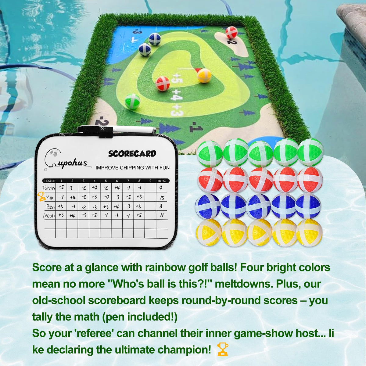 Cupohus water golf game in backyard for social entertainment.
