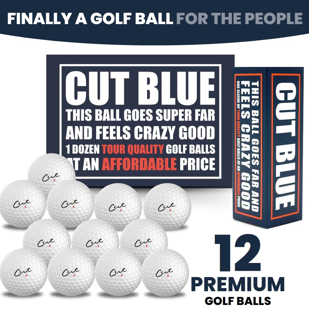 Cut Blue ball on tee demonstrates distance and straightness on the fairway