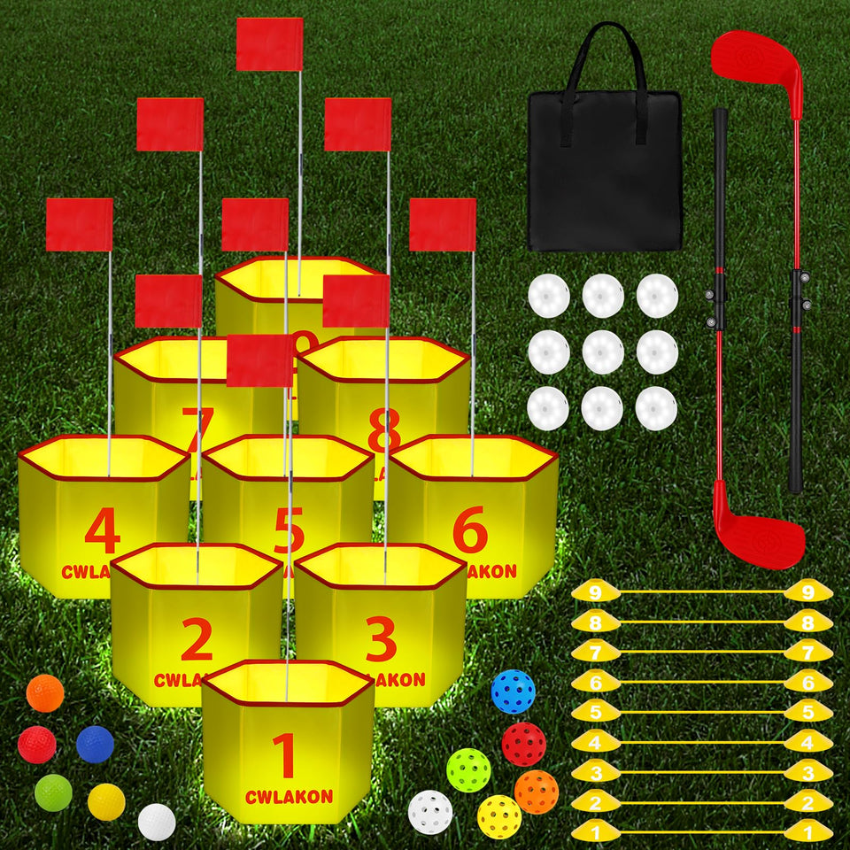 CWLAKON backyard golf game glowing 9 holes for nighttime fun
