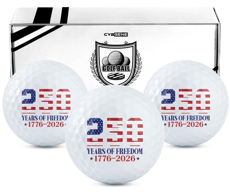 CybGene 250th Anniversary flag golf ball set on the course