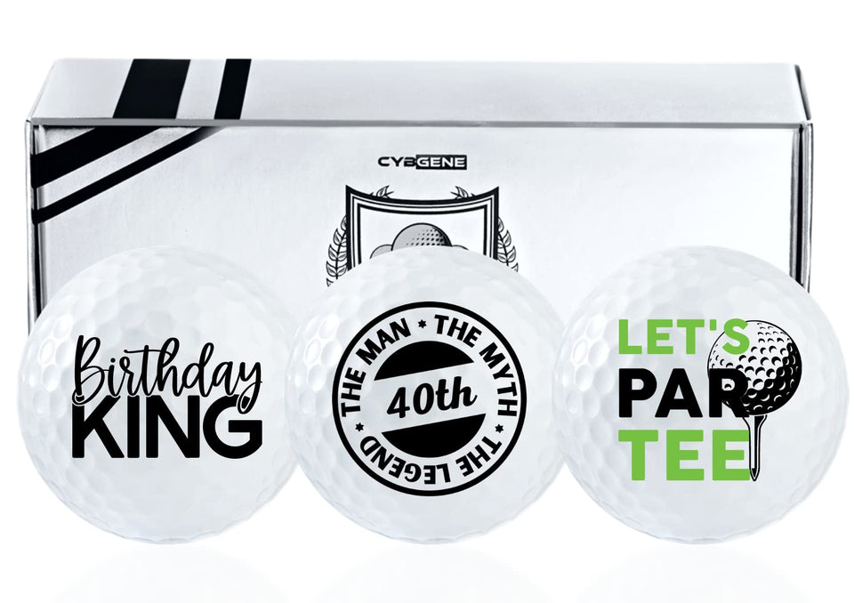 CybGene 40th birthday golf ball pattern 1; ideal milestone gift for golfers