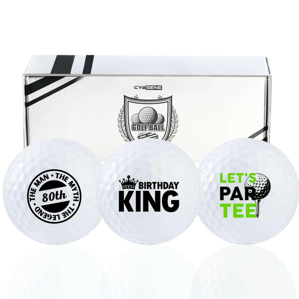 CybGene 80th birthday golfer balls patterned for a meaningful gift