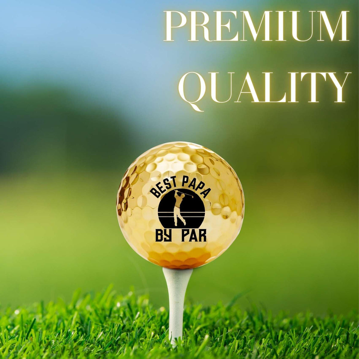 CybGene birthday gift golf balls gold, memorable Dad keepsake