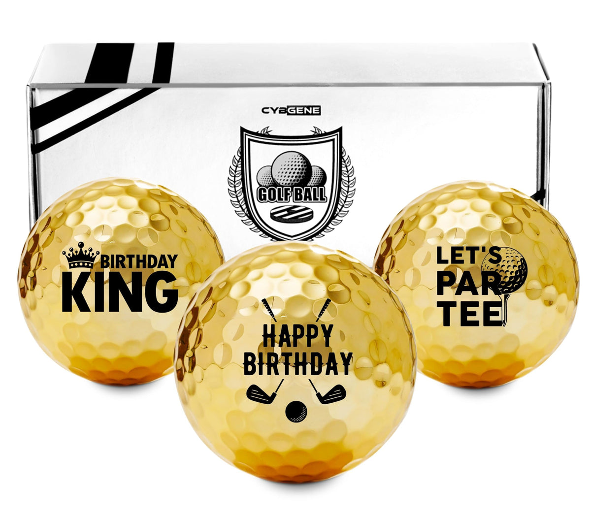 CybGene birthday gifts golf balls set box showing premium gift-ready packaging