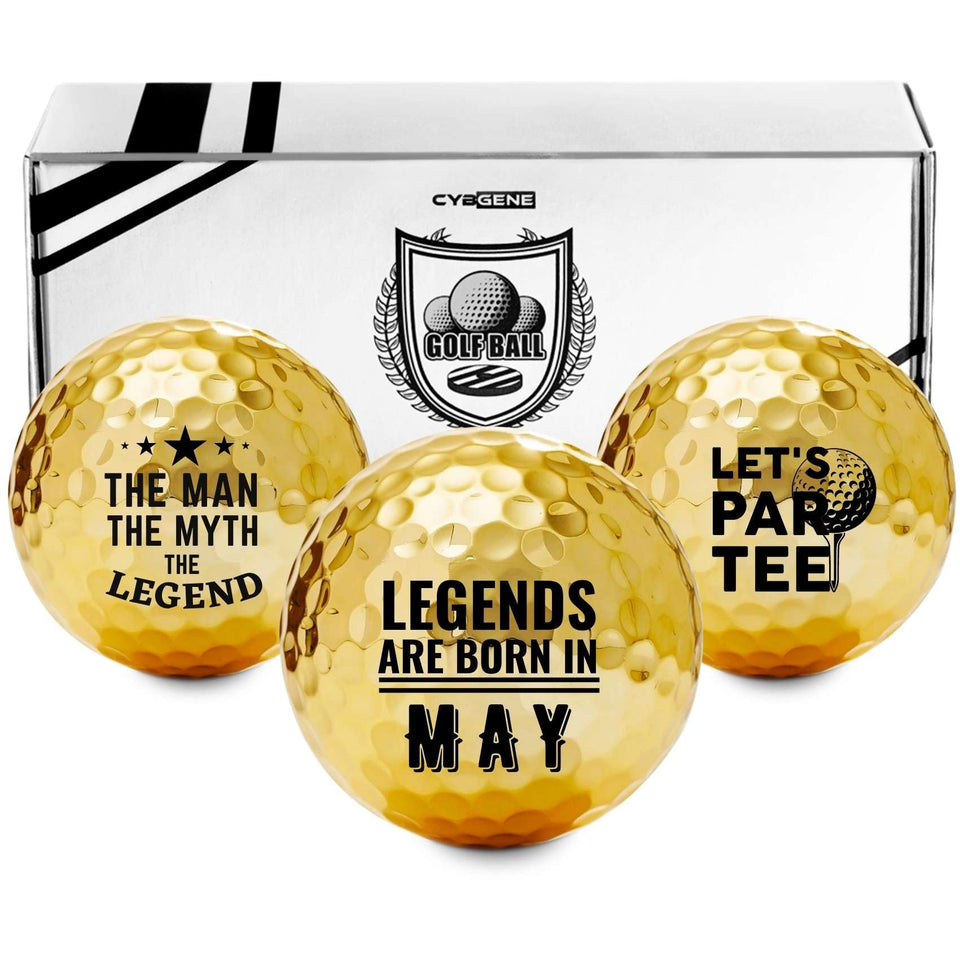 CybGene birthday golf balls packaging shown as gift-ready presentation