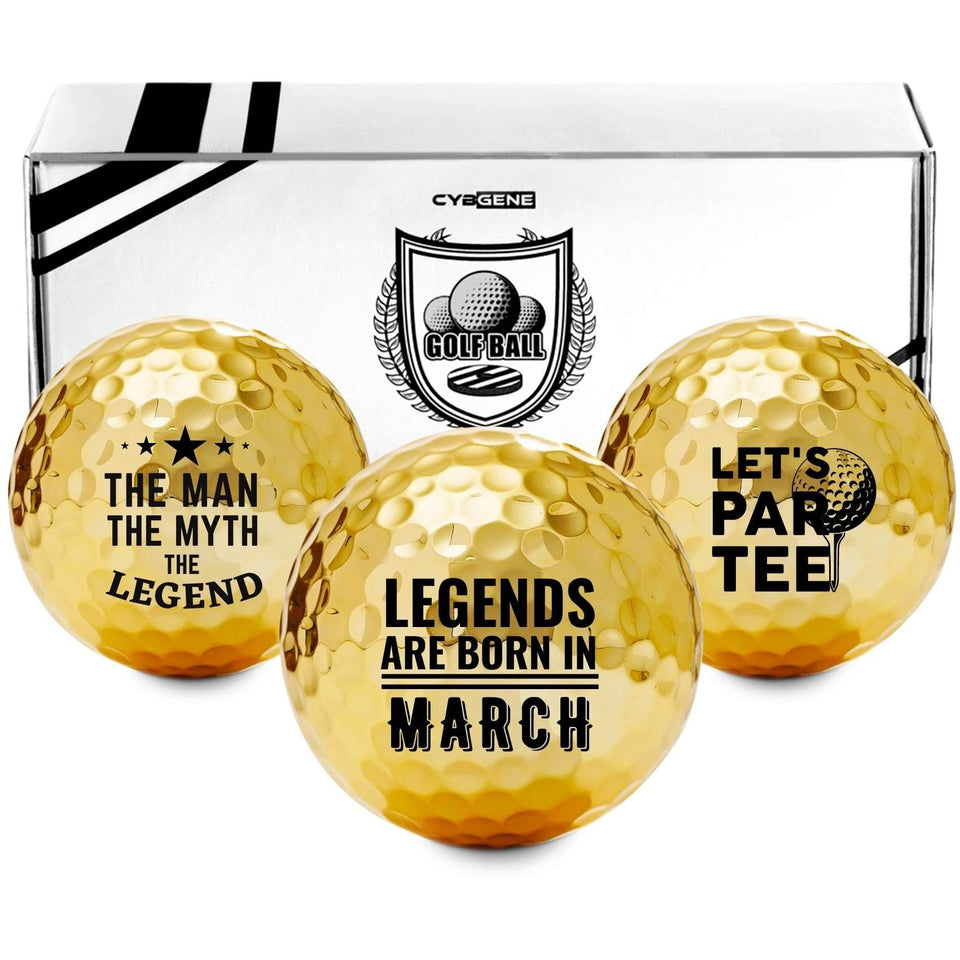 CybGene birthday golf balls set front view showing gift-ready design for golfers.