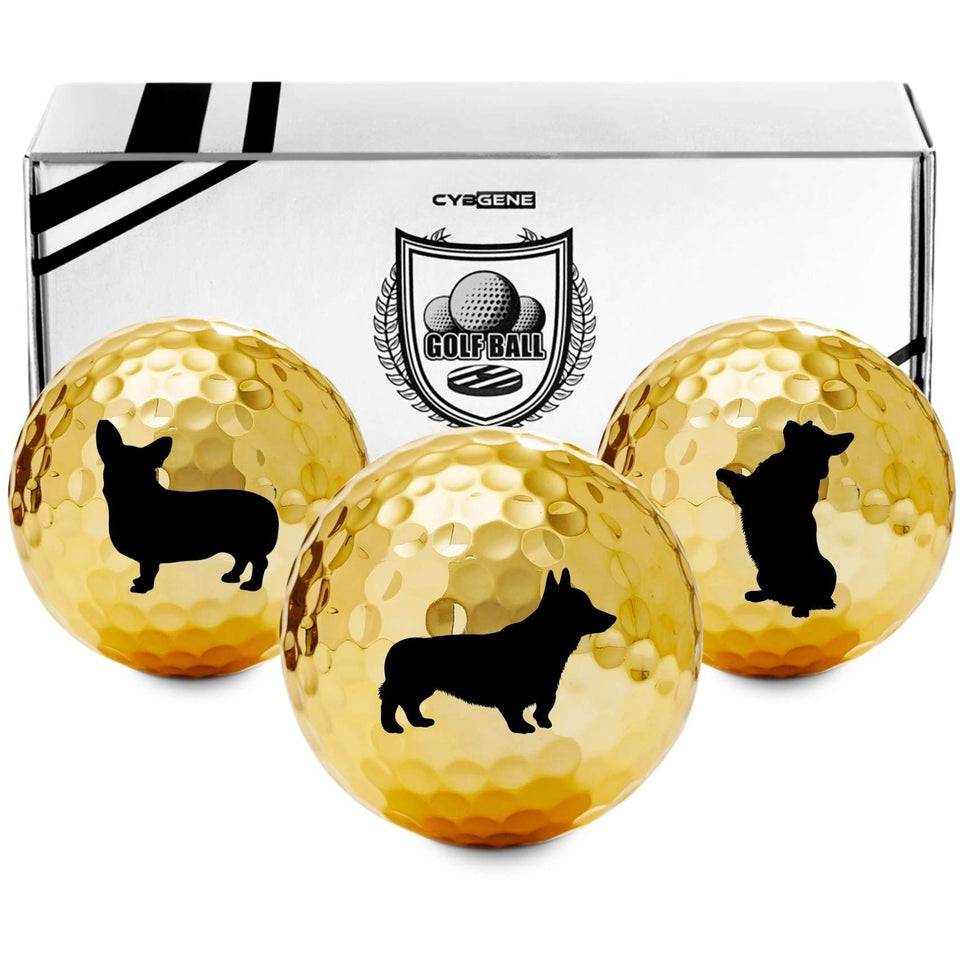 CybGene Corgi golf balls set design close-up with playful patterns for on-course style