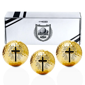 CybGene cross-pattern golf balls close-up showing durable finish for lasting play
