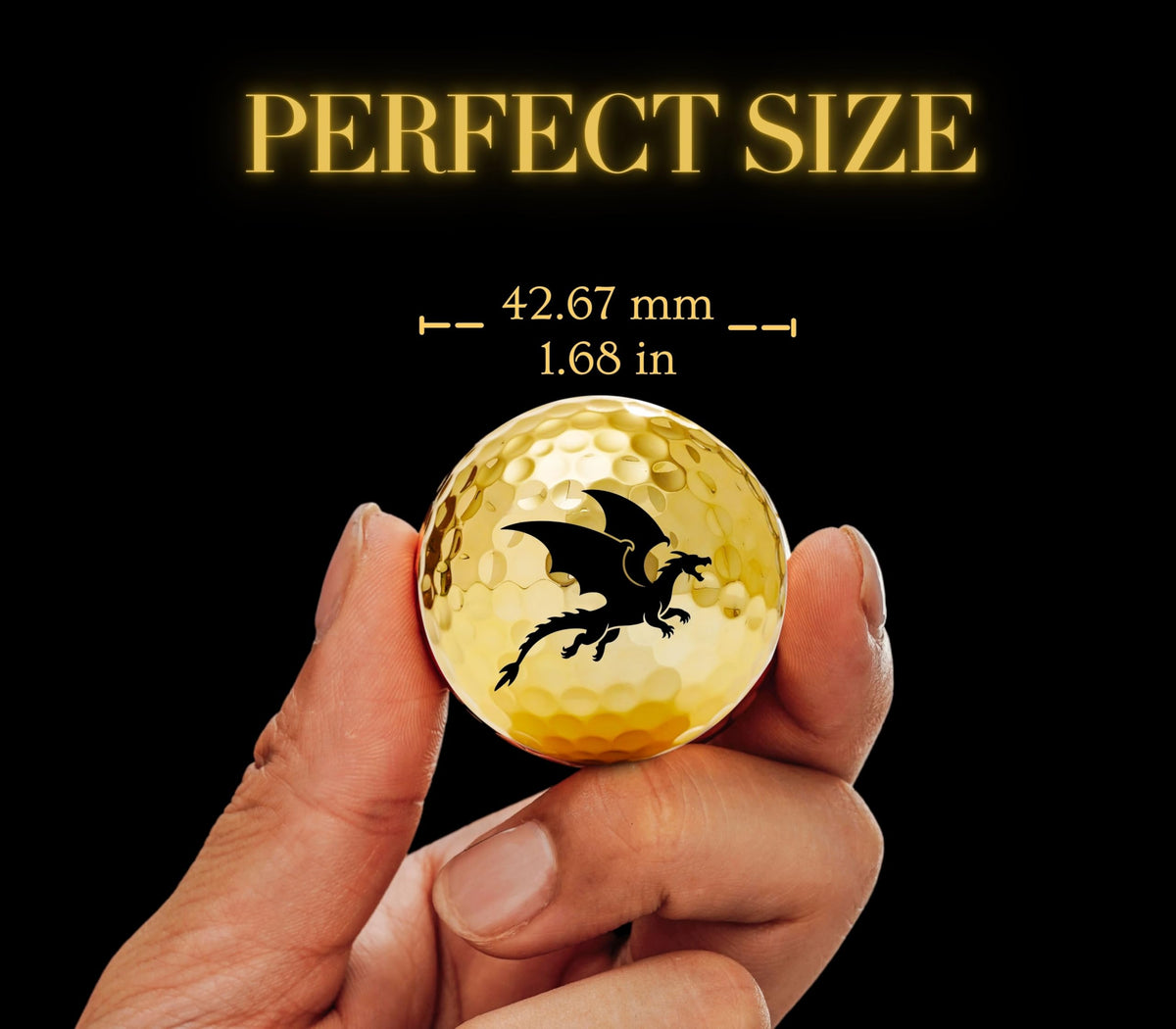 Dragon golf balls with repeated dragon motif for memorable occasions.
