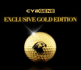 Close-up of logo on CybGene eagle golf balls, designed to endure play.