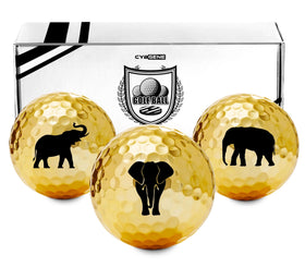 CybGene Elephant gold golf balls set for elephant lovers and golf enthusiasts