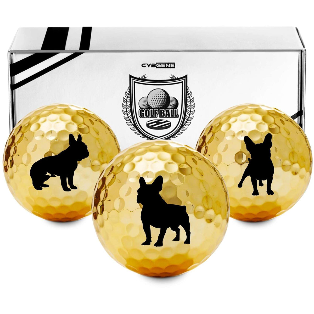 CybGene French Bulldog pattern golf balls with bold design for stylish rounds on the course