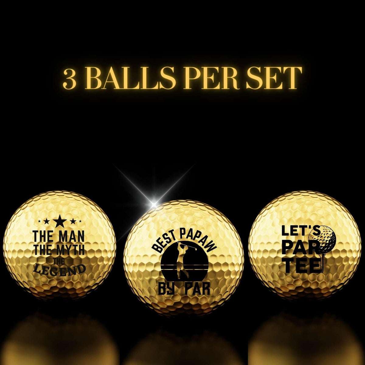 CybGene Funny Papaw golf balls gold set in hand for gifting