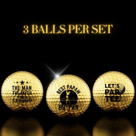 CybGene Funny Papaw golf balls gold set in hand for gifting