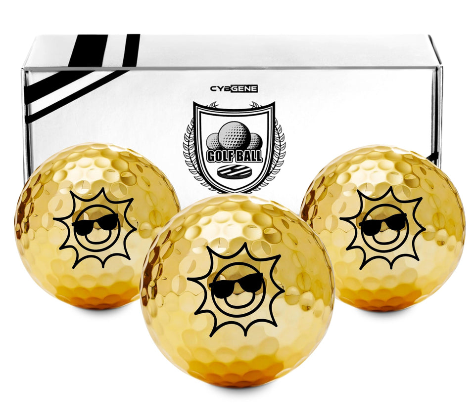 CybGene funny sunshine golf balls yellow set showing bright design for visibility