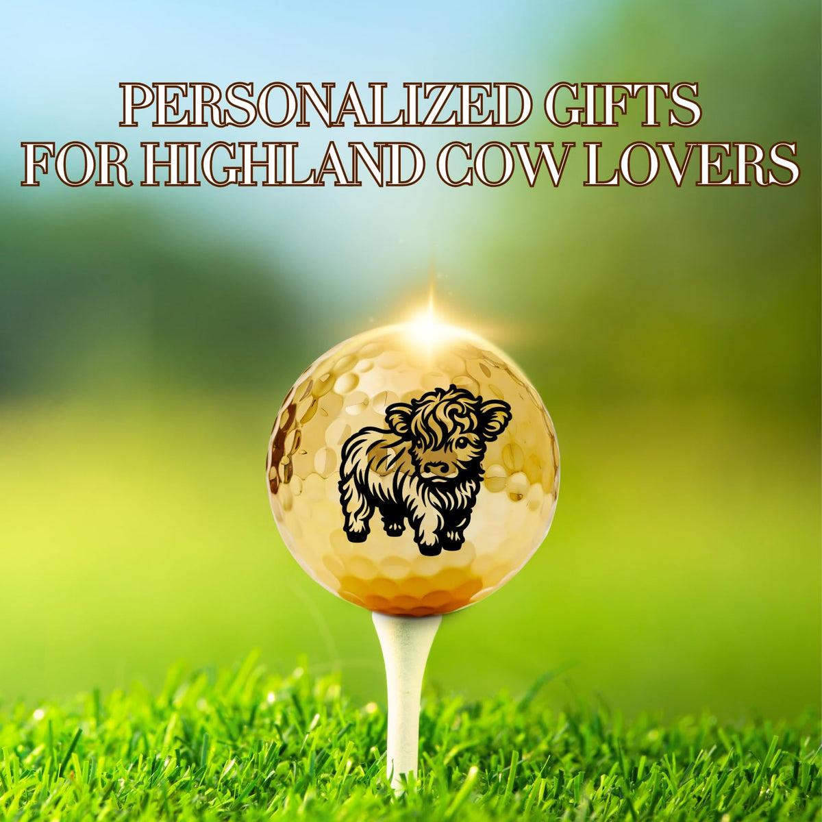 CybGene gift-for-golf-enthusiasts with a distinctive Highland cow motif