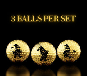 CybGene gold-pattern golf balls help players stand out during practice.