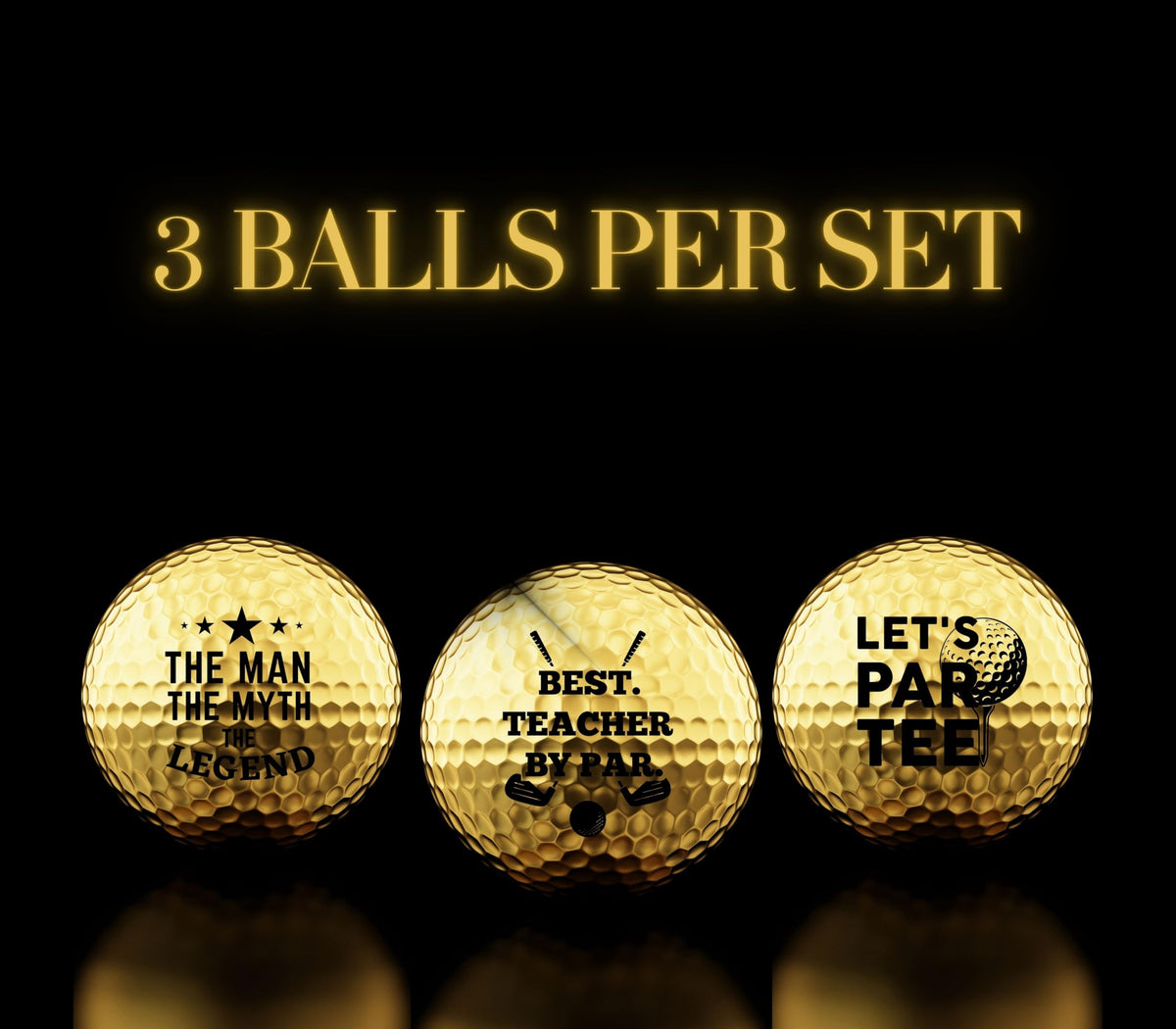 CybGene gold golf balls highlighting high-speed core for distance.