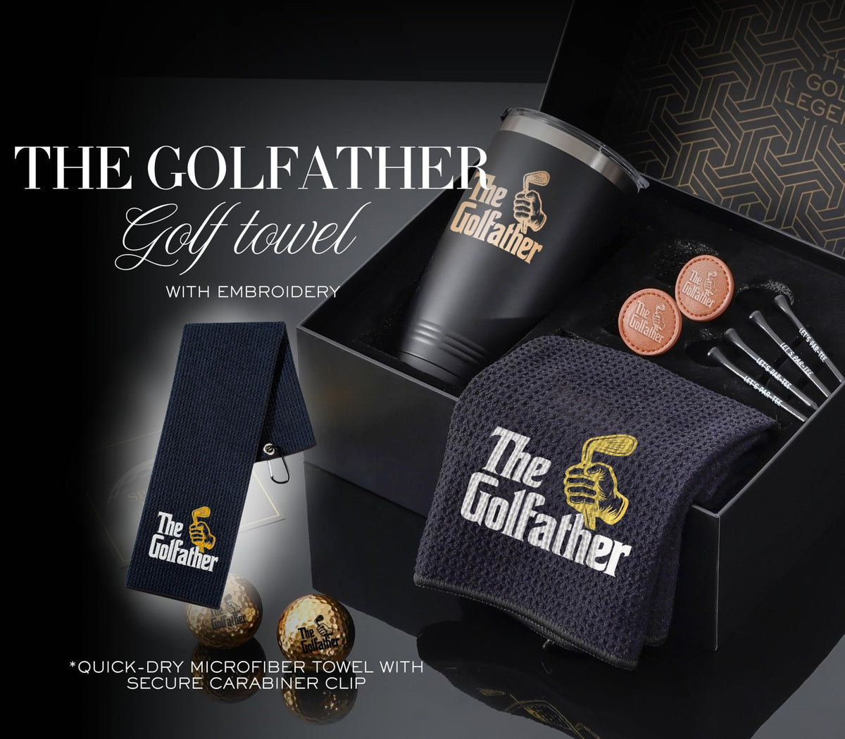 CybGene Godfather ball markers in PU leather case for quick alignment on the green.