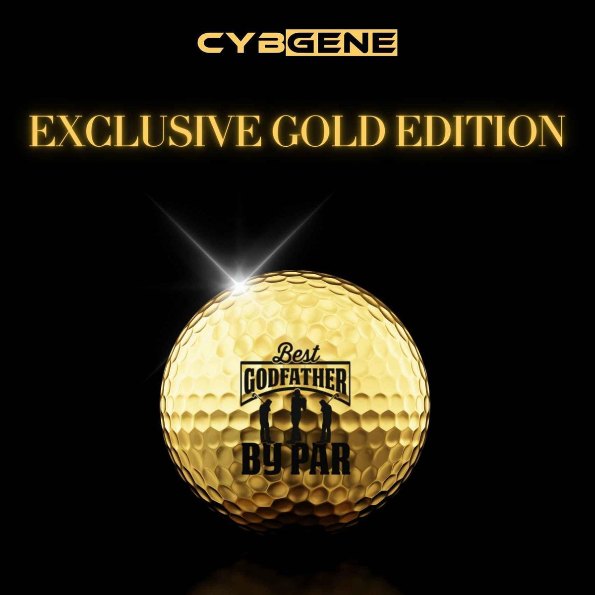 CybGene Godfather golf balls gold pattern, perfect for birthdays or Father's Day.