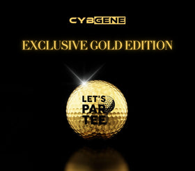 CybGene gold-colored golf balls with quotes for a personalized touch