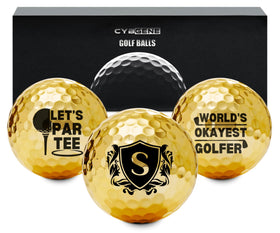 CybGene gold-finish golf ball gleaming on the green for a premium look.