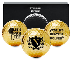 CybGene Gold Golf Ball front view with premium showroom shine for standout play.