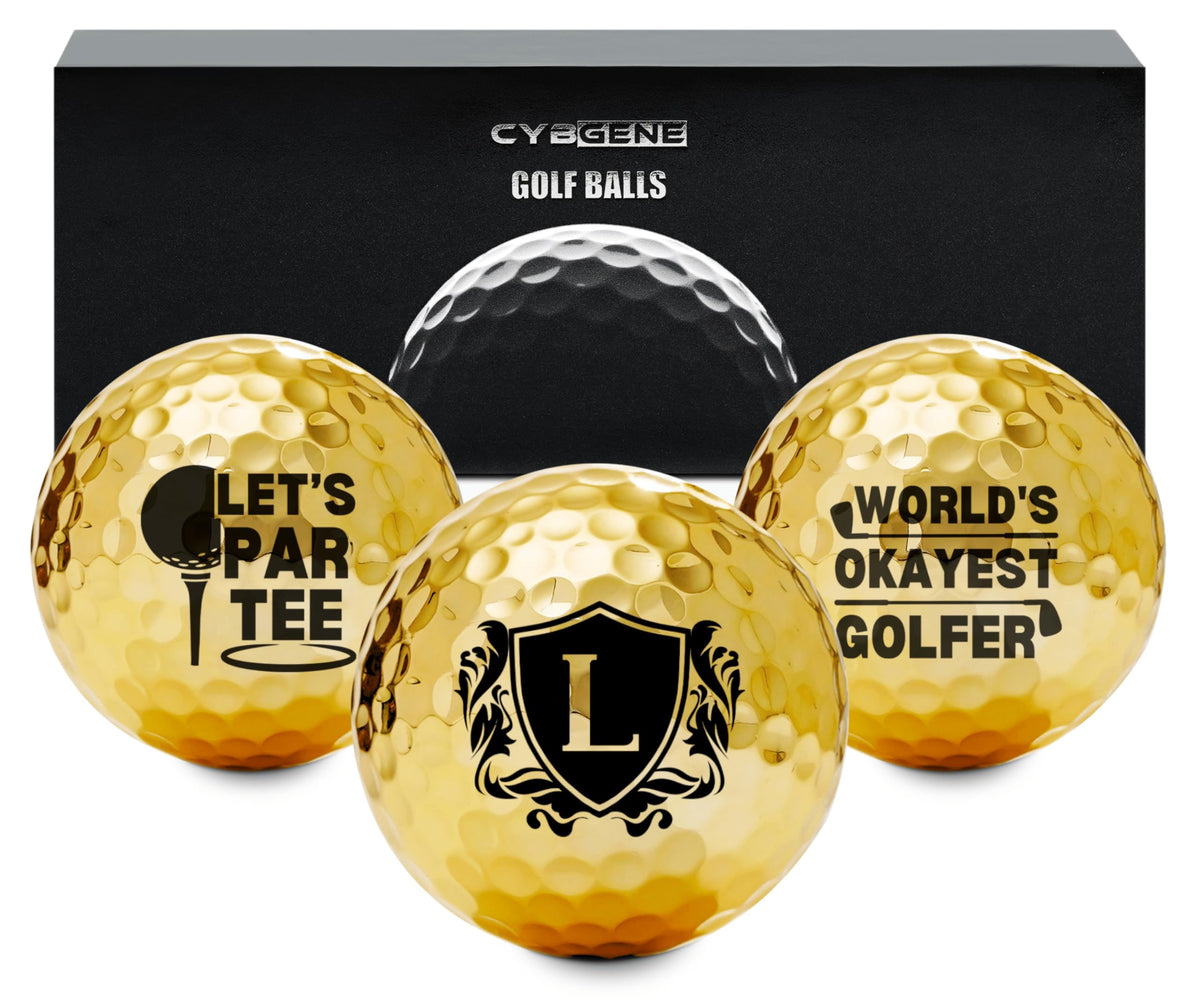 CybGene gold golf-ball-luxury-finish showcases premium look on the course.