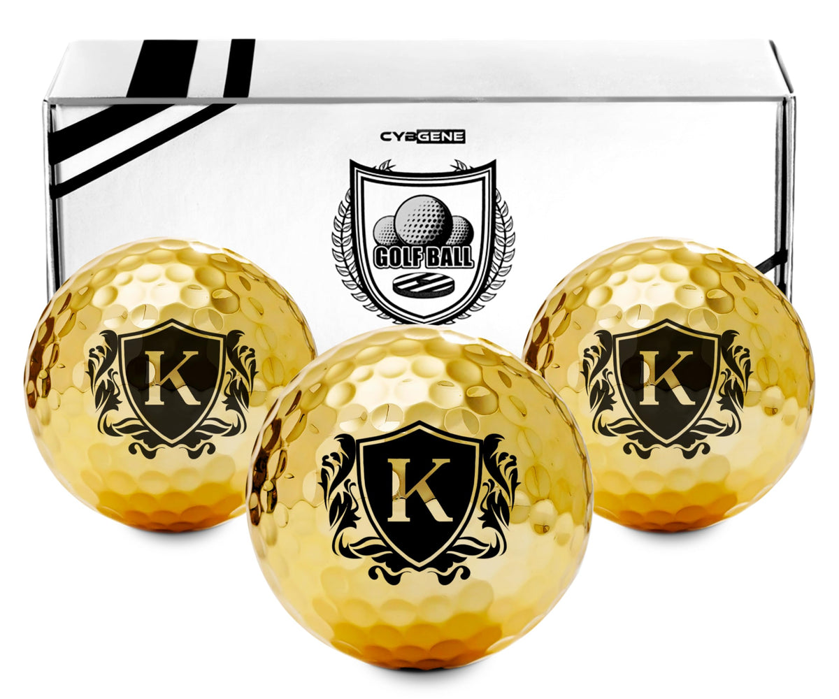 CybGene gold golf ball set with electroplated finish for premium on course style.