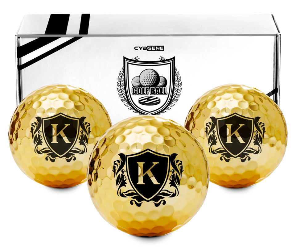 CybGene gold golf ball set with electroplated finish for premium on course style.