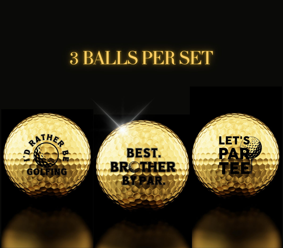 CybGene gold golf balls on green show prominent visibility during sunny play.