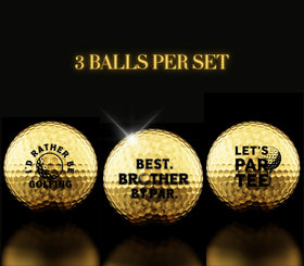CybGene gold golf balls on green show prominent visibility during sunny play.