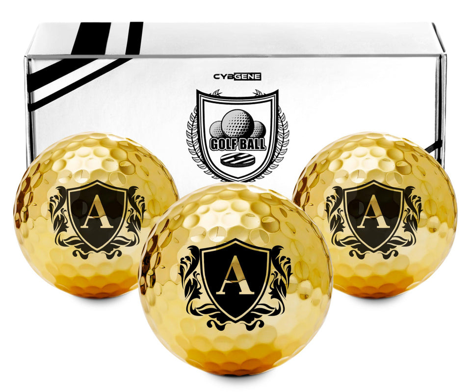 CybGene gold golf balls with outer layer showcase luxury on the green.
