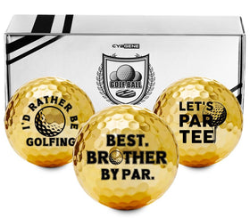 CybGene gold golf balls packaged for gifting and premium presentation.