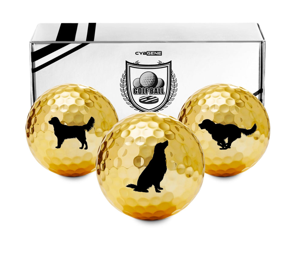 CybGene golden retriever pattern golf balls for dog lovers and golfers.