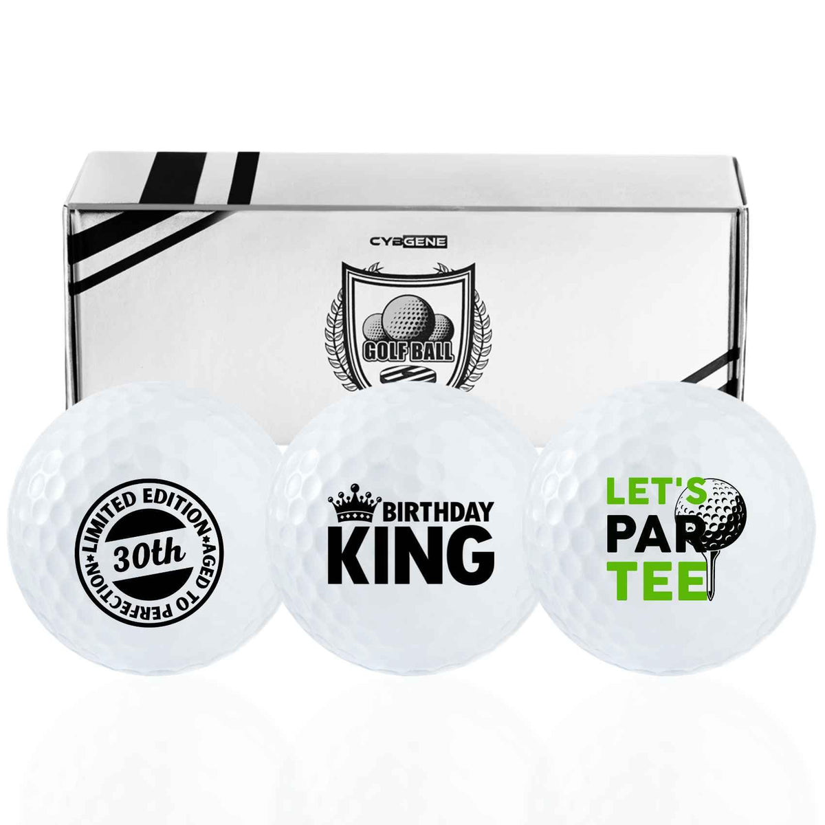 CybGene golf balls with pattern design, a stylish and memorable gift for golfers.