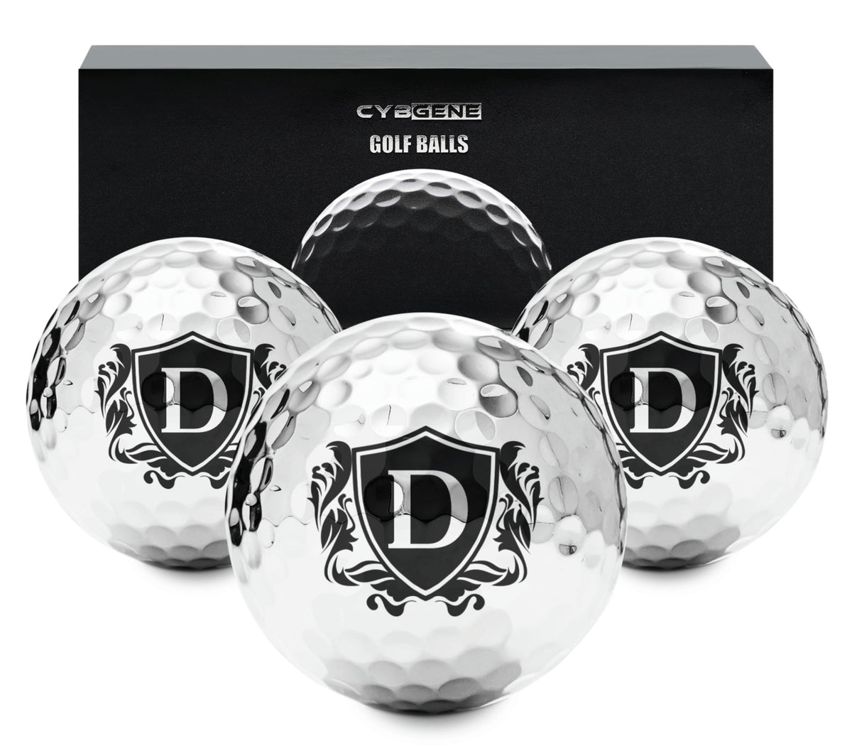 CybGene personalized golf balls with a silver design for standout style.