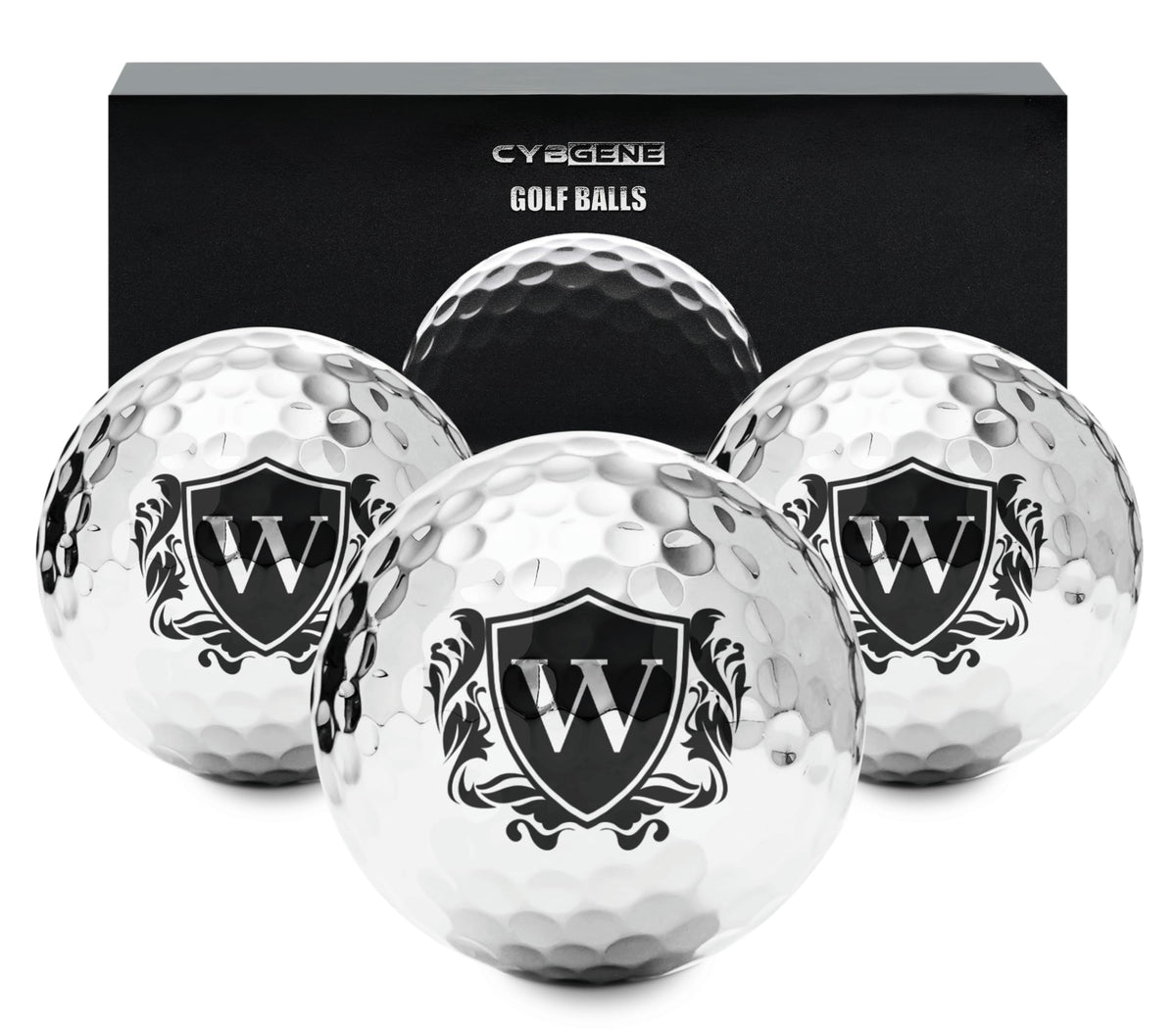 CybGene personalized golf ball with a silver finish stands out and aids easy ball identification.