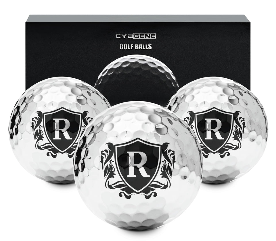 CybGene personalized golf balls with silver front view for on-course style
