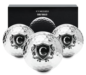 CybGene personalized golf balls in silver pack front enhance on course visibility.