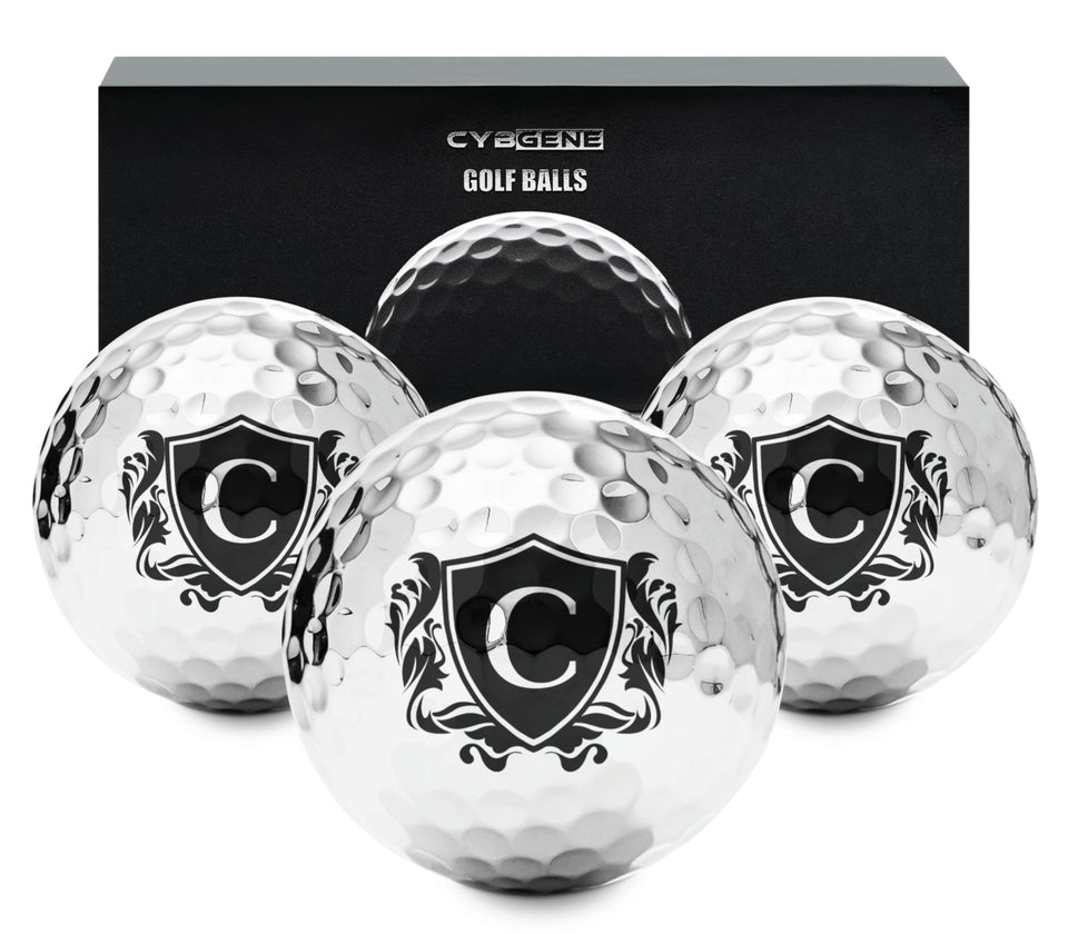 CybGene personalized golf balls in silver pack front enhance on course visibility.