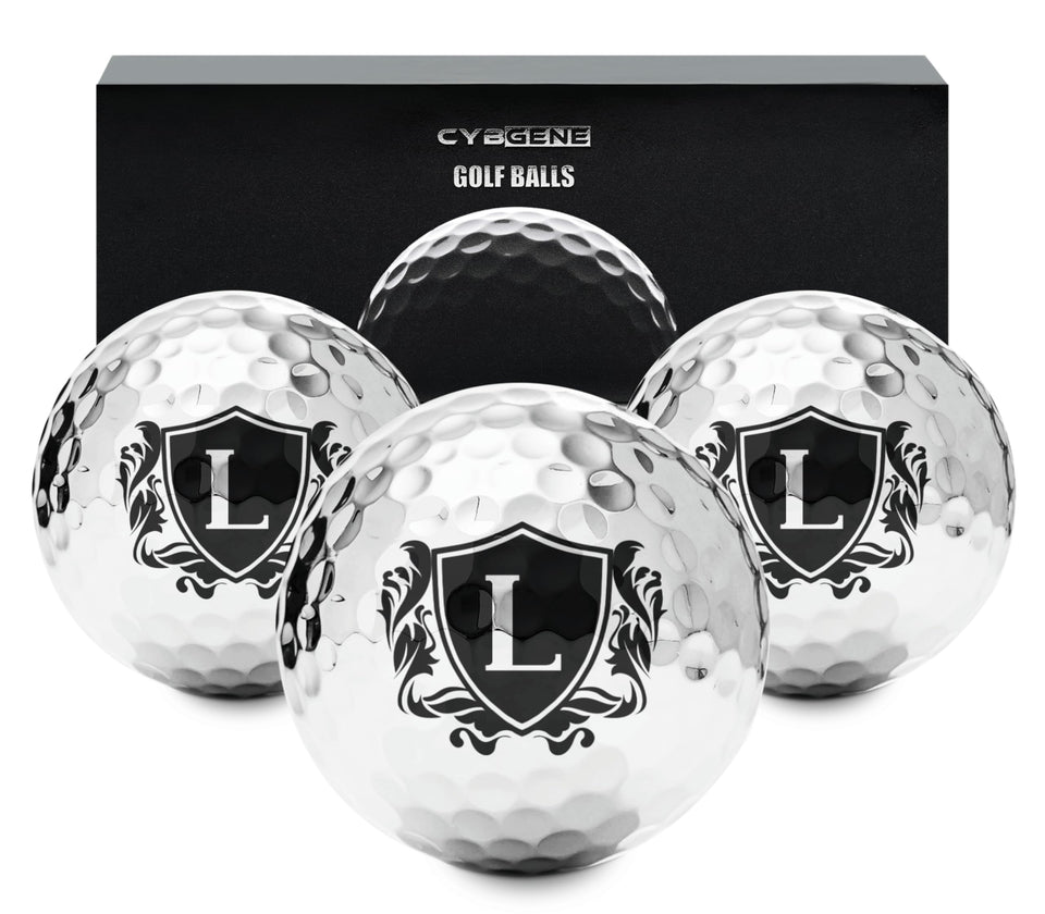 CybGene personalized silver golf balls with initials for a distinctive look on the course.