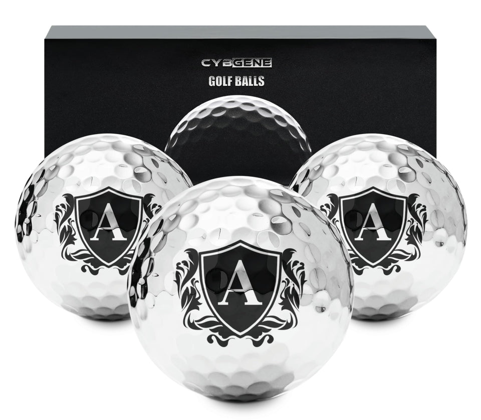 CybGene personalized silver golf ball front view for standout style on course