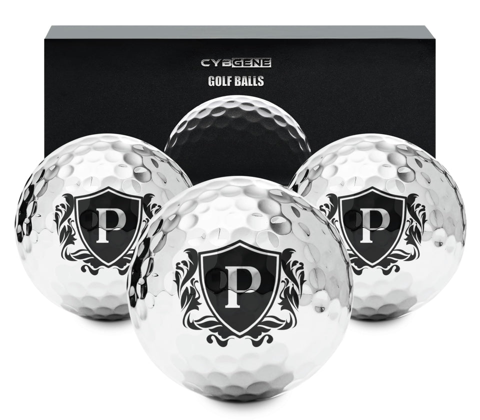 CybGene personalized silver golf balls with initials for a standout on-course look.